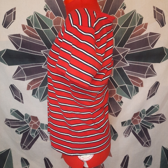 Tommy Hilfiger V-neck Striped Shirt embroidered icon size large - Picture 4 of 8